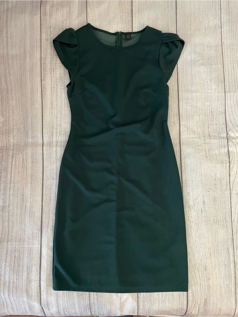 SHEIN Women’s Classic Dark Green Cap-Sleeve Sheath Dress Professional Size Med